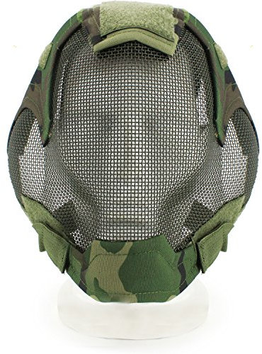 Masque tactique réglable en maille avec protection d'oreille pour airsoft - Pour extérieur, chasse, Halloween, paintball, hockey, cosplay (WL)