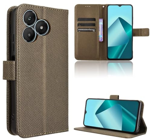 TIANYUE Handyhülle für Wiko T20 Hülle, Schutzhülle Handy Lederhülle PU Leder Hülle mit [Kartenfach] [Magnetverschluss] Cover Kompatibel für Wiko T20, Braun