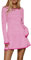 Imily Bela Damen Strickkleid Streifen Rundhals Pulloverkleid Gestreift Winter Kleid Langarm Minikleid (Rose, S)