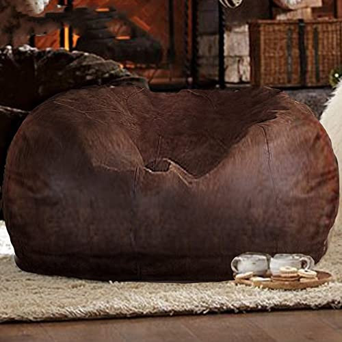 JNTFNE Sitzsack-Stühle für Erwachsene, Sitzsack-Bezug ohne Füllstoff, Polsterhocker, Pelz/Leder/Kaschmir-Fleece/Wolle, Heimdekoration, Sofa, Puff Futon (Farbe: Kunstleder-Retro)