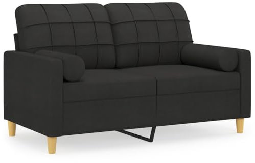 QJBSAVVA Couch Groß Sofas Küchensofa Schlafsofa - 2-Sitzer-Sofa mit Zierkissen Schwarz 120 cm Stoff für Büro Ruheraum Wohnzimmer Gästezimmer