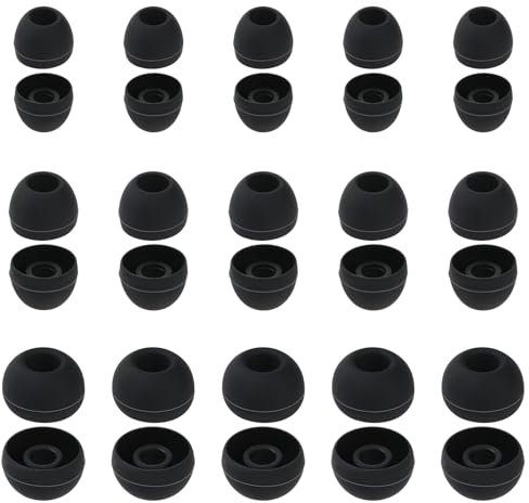 30 Stück Ohrstöpsel-Aufsätze aus Silikon, Ersatz-Ohrstöpsel-Aufsätze, Düsen-Ohrhörer, In-Ear-Kopfhörer-Ohrstöpsel (Innenloch für 3,8 mm - 5,5 mm Ohrhörer) 3 Größen (Schwarz)