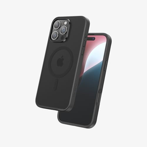 FLOLAB Surtect Tri-Fusion Magnetic für iPhone 16 Pro Max Hülle, schützendes, schlankes Design, MagSafe-kompatibel, militärischer Standard – Vollständig Schwarz matt transluzent