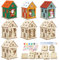 MONCAP 7pcs Petite Maison en Bois Decoration Noel Kit de Bricolage Noel pour Enfant Maison en Bois Noël pour à Assembler et à Colorier Décoration Centre de Table Noël Pendentif Arbre de Noël