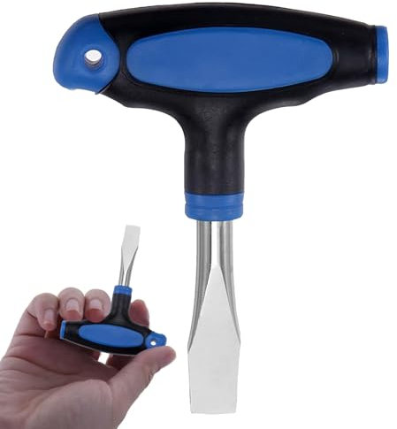 Vierone T-Handle 12mm Flat Head Screwdriver, Blue Black, Ergonomic Non-Slip Handle, Flat Head Screwdriver for Electronics Repair