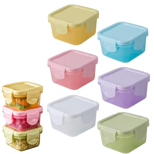 CANCYCC 6 botes pequeños con tapa de plástico, 60 ml, pequeños, con tapa, reutilizables, para salsas, especias, mermelada