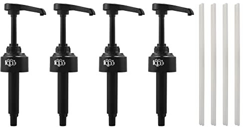 Exogio Lot de 4 Pompes à Sirop Noires de 8 ML, Coffee Syrup Pump Distributeur Pompe Sirop pour, Parfait pour Les Sirops de Café, Les ArôMes de CôNes de Neige et Plus Encore