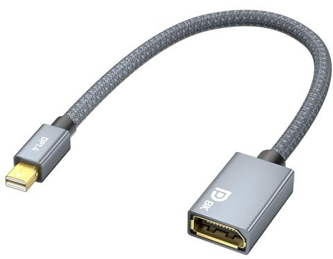 HLLYLL Adattatore Mini DP 1.4 a DP 8K@60Hz 4K@144Hz maschio a femmina in nylon con HDR HBR3 G-Sync FreeSync, Mini Displayport su Displayport 20cm adattatore per laptop/MacBook//Monitor/VR