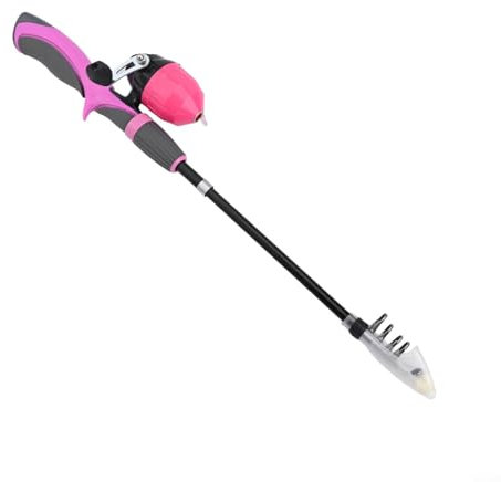 Kit de canne à pêche conçu pour les enfants avec poignée ergonomique et design rétractable pour une utilisation facile (rose)