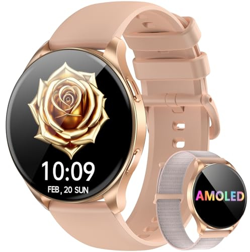 Blackview Smart Watch for Women(Make/Answer Calls), 1.43''AMOLED Touchscreen Fitness Tracker with 100+ Sports Modes, Heart Rate/SpO2/Sleep Monitor/2 Straps, Smartwatch for iPhone & Android
