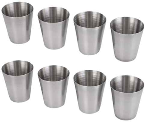 Bicchierini Liquore, Bicchieri Amaro, 8 Pezzi 30 ml Bicchieri In Acciaio Inox, Bicchieri In Metallo Set Con Custodia In Pelle, Portatile, Ideale Per Vacanze E Attività All'Aria Aperta