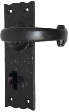 Betley Butterfly Antique Black Cast Iron Door Handle Latch Lock Bathroom Lever Handles, Victorian Scroll Design (6 Bath Handle)