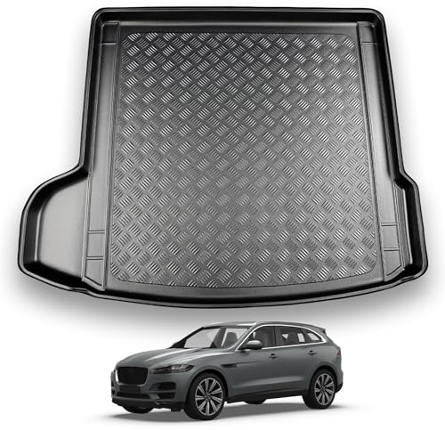 NOMAD Jaguar F-Pace (2016-2020) Boot Liner Tailored Fit Car Floor Mat Protector Non Slip Waterproof Raised Edges Compatible Custom Fit Accessory Black Dog & Pet Friendly Easy Install All-Weather
