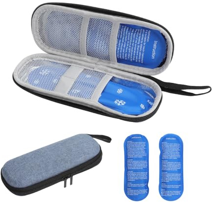 HENGBIRD Borsa frigo per insulina con 2 batterie refrigeranti, borsa per medicinali, borsa per diabetici, mini borsa per diabetici, borsa, borsa per penne per insulina, borsa termica, borsa frigo