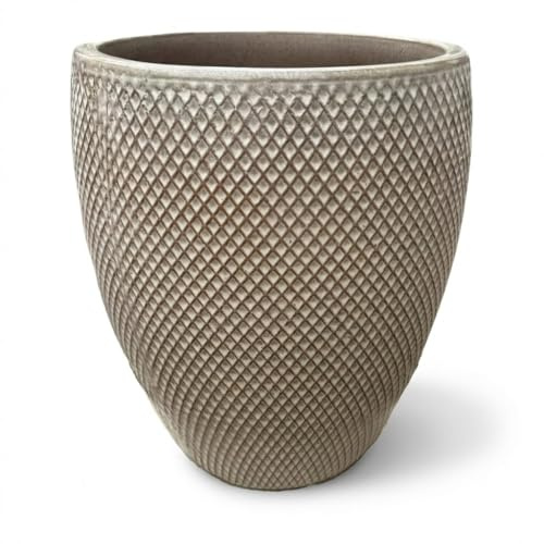 Provencelia SIGNAC Keramik Übertopf Sandfarben, Größe: XL - Durchmesser: 48 cm x Höhe: 52 cm, frostbeständig, handgefertigt, mediterraner Pflanztopf für Balkon Terrasse Garten