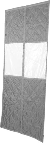 HELEVIA Magnetisolierter Türvorhang, Winddichte Oxford-Stoff-Thermo-Türabdeckung mit Klarem Fenster und Magnetverschluss, für Winterhaus-Haustür 34,65 X 85,04 Zoll Grau