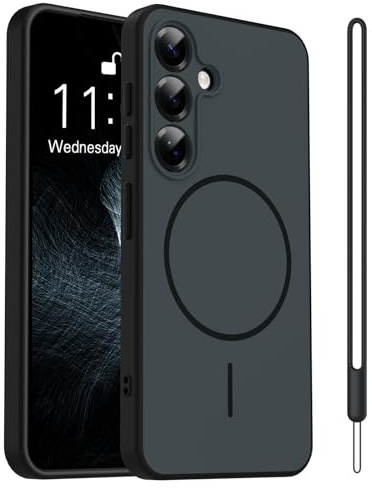 Yoawiful Handyhülle für Samsung Galaxy S24 5G Hülle Zweifarbig schwarz | [Silikonumrandung+PCRückseite] Magnetisch Kompatibel mit Mag Safe für Case Kameraschutz stoßfest Kratzfest Schutzhülle