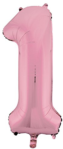 Unique Party Supplies 54453 Riesenzahl 1 Luftballon - 86 cm - Hellrosa