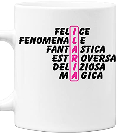 bubbleshirt Tazza Mug divertente con nome Ilaria e aggettivi simpatici Idea Regalo Compleanno Natale in ceramica