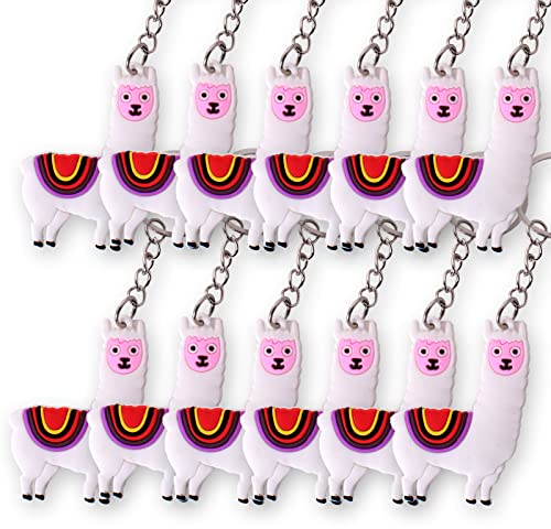 TE-Trend 12 Stück Schlüsselanhänger Anhänger Alpaka Lama Taschenanhänger Schlüsselring Kette Ring Mädchen Geschenk Mitgebsel Mitbringsel grau lila