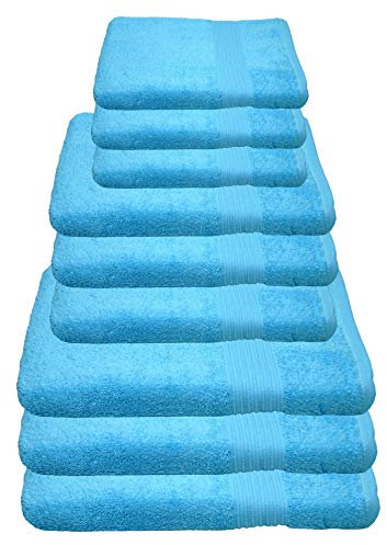Julie Julsen 9 TLG Handtuchset 3 Badetücher 3 Handtücher 3 Gästetücher Reine Baumwolle über 30 Farben Türkis