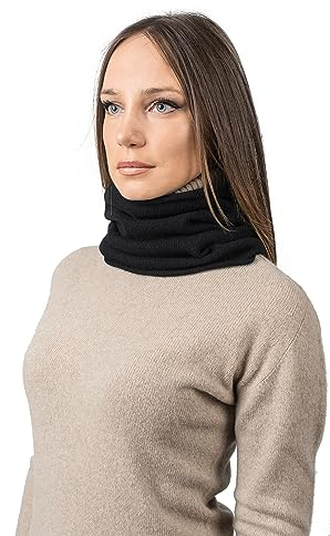 Dalle Piane Cashmere - Ringschal aus 100% regeneriertem Kaschmir - Made in Italy - Damen, Farbe: Schwarz, Einheitsgröße