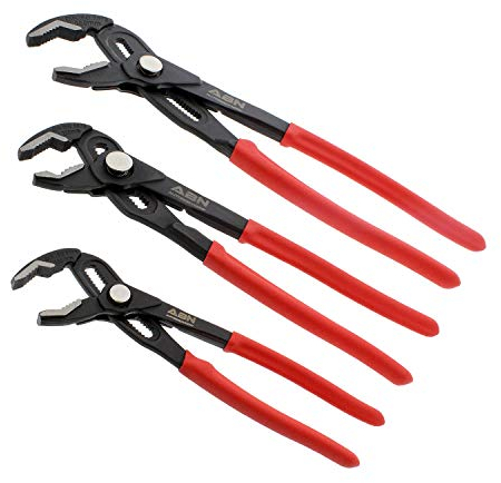 ABN Druckknopf Wasserpumpenzange Verstellbare Zange Große Kanalverriegelungszange 3-teilig Kanalschloss Set 7, 10, 12 Zoll