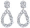 EVER FAITH Mujer Cristal Austríaco Aro Abierto Oval Lágrima Perforado Pendientes Claro Tono Plateado