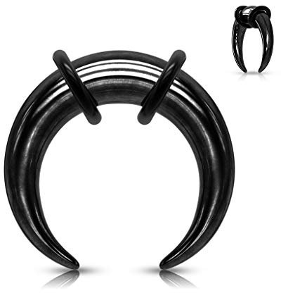 Tata Gisèle Piercing Cône en Acier Chirurgical 316 L - Deux Joints Toriques - Oreille, Septum, Mamelon - (Noir, 10)