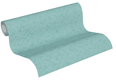 A.S. Création Vliestapete Exotic Life Tapete Uni Geometrisch Grafisch 10, 05 M x 0, 53 M Blau grün Made in Germany 372847 37284-7