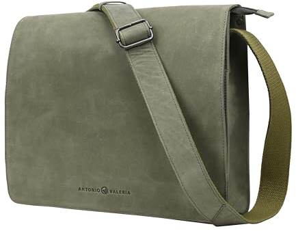 ANTONIO VALERIA Albert Green Premium Leather Messenger Bag for Men