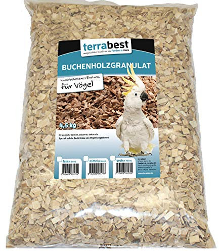 Terrabest Buchenholzgranulat, Einstreu für Vögel 4,5KG grob, mittel, fein (mittel (3-5mm))
