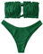 ZAFUL Damen Bikini Set, schulterfrei Bandeau mit Kordelzug & Rüschen High Cut Einfarbig Bademode (A-Mittleres Seegrün,L)