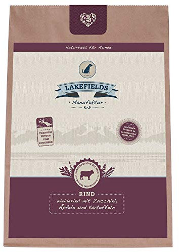 Lakefields Premium Trockenfleisch Menü Weiderind mit Zucchini, Äpfeln und Karotten, Größe:3 x 1 Kg