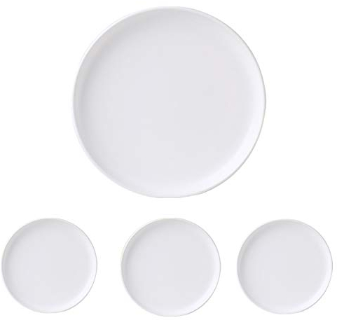 Swuut Lot de 4 petites assiettes à dessert en céramique mate de 15,2 cm - Passent au micro-ondes et au four - Pour collation, pain, dessert au beurre, tarte, gâteau, plats pour chat (15,2 cm, blanc)