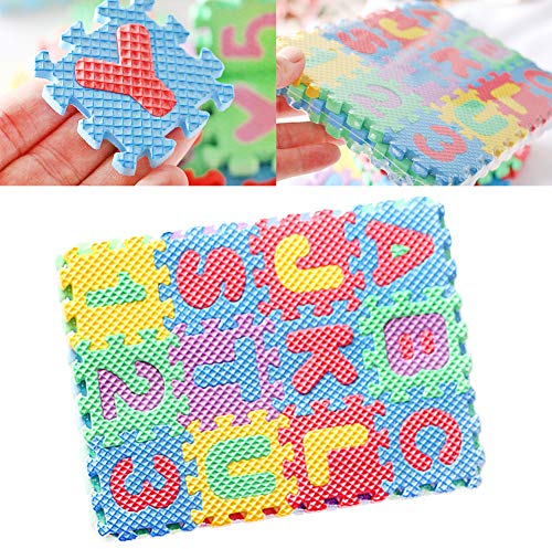 GREENLANS-1 36 Stück Bodenschaum Matte Puppenhaus, Mini Number Letter Spielmatte Puzzle Miniatur Kit