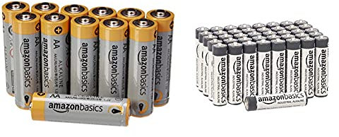 Amazon Basics - Pilas alcalinas AAA de Uso Industrial (40 Unidades) + Amazon Basics - Pilas alcalinas AA 'Performance' (Paquete de 12)