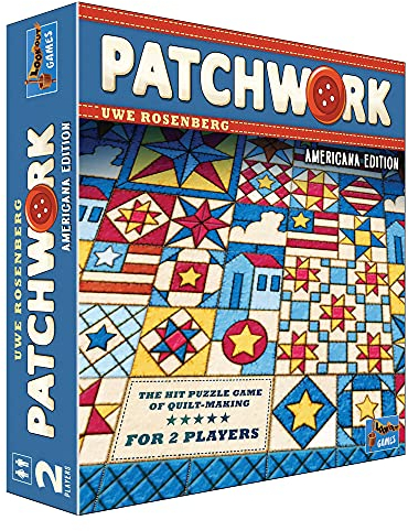 Patchwork Americana Edition Brettspiel – Ein Strategiespiel für zwei Spieler von Uwe Rosenberg! Interaktives Puzzlespiel für Kinder & Erwachsene, ab 8 Jahren, 2 Spieler, 30 Minuten Spielzeit,