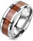 Paula & Fritz® Ring Damen Holz Inlay 316L Chirurgenstahl Größe 62 (19,7) Silber Herren-Ring Freundschaftsring Partnerring Ehering Frauenring Bandring
