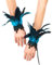 MSemis 2 Pcs Gothic Feder Manschetten Rabe Hexe Priesterin Kostüm gefärbte Hahnfeder Armbänder mit Druckknopfverschluss Party Halloween Cosplay A Blauer See One Size
