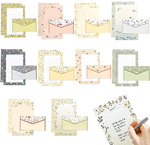 90 Stück Briefpapier, Briefpapier Mit Umschlag, Briefpapier Liniert, Briefpapier Set, Mit 3 Umschlägen Und 6 Schreibpapieren, Für Herstellung Von Einladung, Geschenk