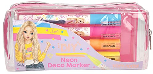 Depesche 3555 TOPModel - Decomarker Neon, 4 Stifte in den Farben Pink, Orange, Hellblau und Gelb, Strichstärke ca. 2 mm