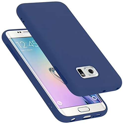 Cadorabo Hülle kompatibel mit Samsung Galaxy S6 Edge Plus Hülle Silikon Handyhülle für Galaxy S6 Edge Plus Case aus flüssigem Silikon- Kratzfeste und stoßfeste dünne TPU Schutzhülle - Liquid BLAU