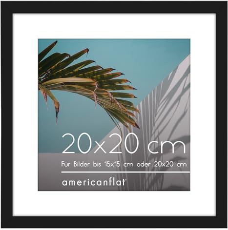 Americanflat 20,3 x 20,3 cm Bilderrahmen aus Walnussholz mit bruchfestem Glas - Horizontal und Vertikal für Wand und Tischplatte