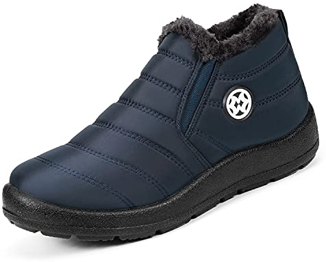Gaatpot Stivali Donna Invernali Stivaletti Uomo Piatto Caldo Caviglia Cotone Scarpe,blue,EU40