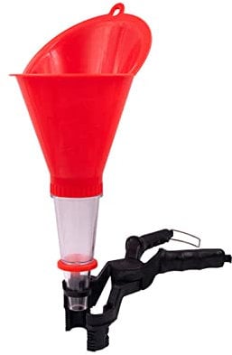 BTMIEY Adjustable Engine Oil Funnel, Red, Plastic Material, 12.5cm Diameter, Auto Motorcycle Oil Refueling