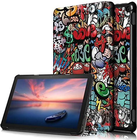 YYSS Hülle für Amazon Kindle Fire HD 10 Tablet (9./7. Generation, 2019/2017 Release), Slim Folding Stand Cover mit Auto Wake/Sleep