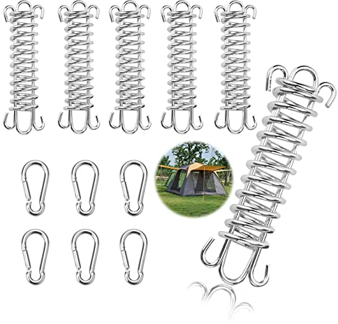 6 Piezas Muelles Toldo Vela Traccion Tensor de Resorte Tensores para Toldos Muelle Tensor con Doble Gancho Accesorios para Acampar Resortes para Lonas Tiendas de Campaña Toldos