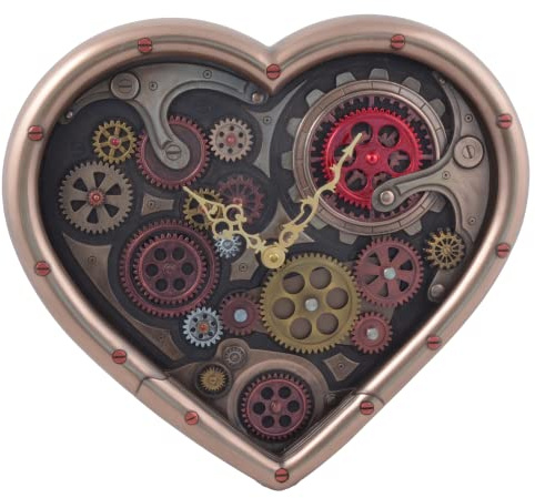 Steampunk Wanduhr Steampunkherz - bronziert by Veronese