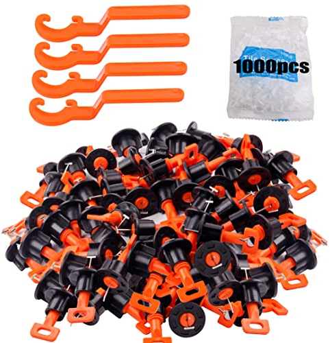 Fliesen-Nivelliersystem-Set mit 200 Fliesen-Nivellierern, 4 Spezialschlüsseln und 1000 Stück Fliesen-Abstandshaltern, 2 mm